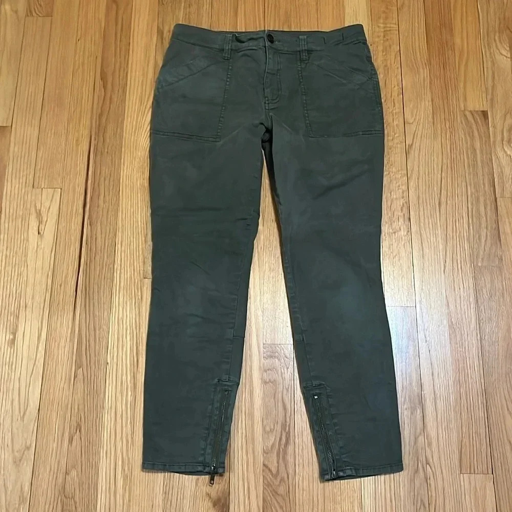 Madewell | Army Olive green ankle crop pants w/zippers women’s size 31 stretch